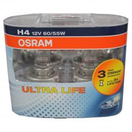 Лампа H4 OSRAM 64193ULT-HCB 60/55W 12V P43T, ULTRA LIFE DuoBox (2шт.)